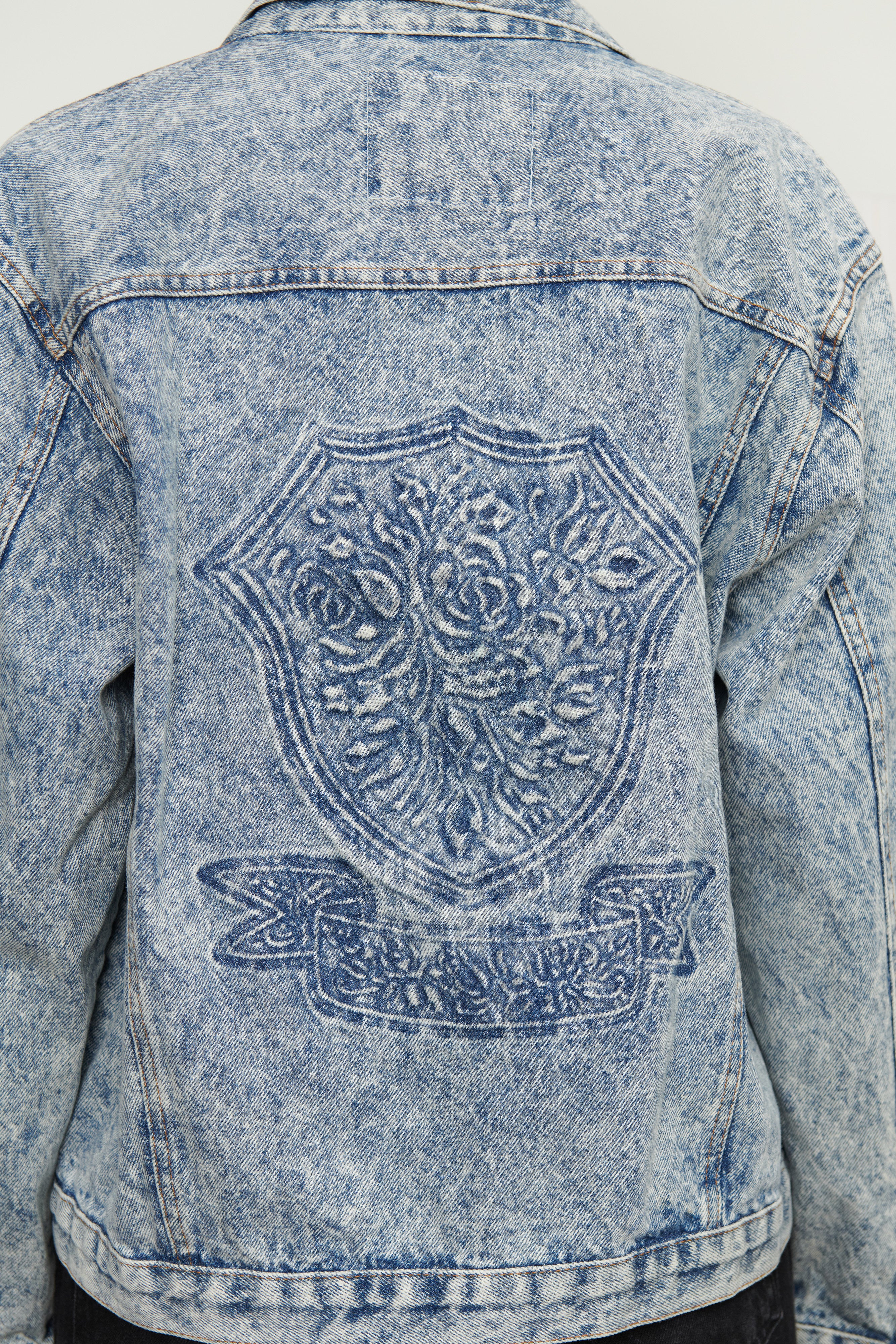 GITANO Acid Wash Embossed Back Jacket SZ Small