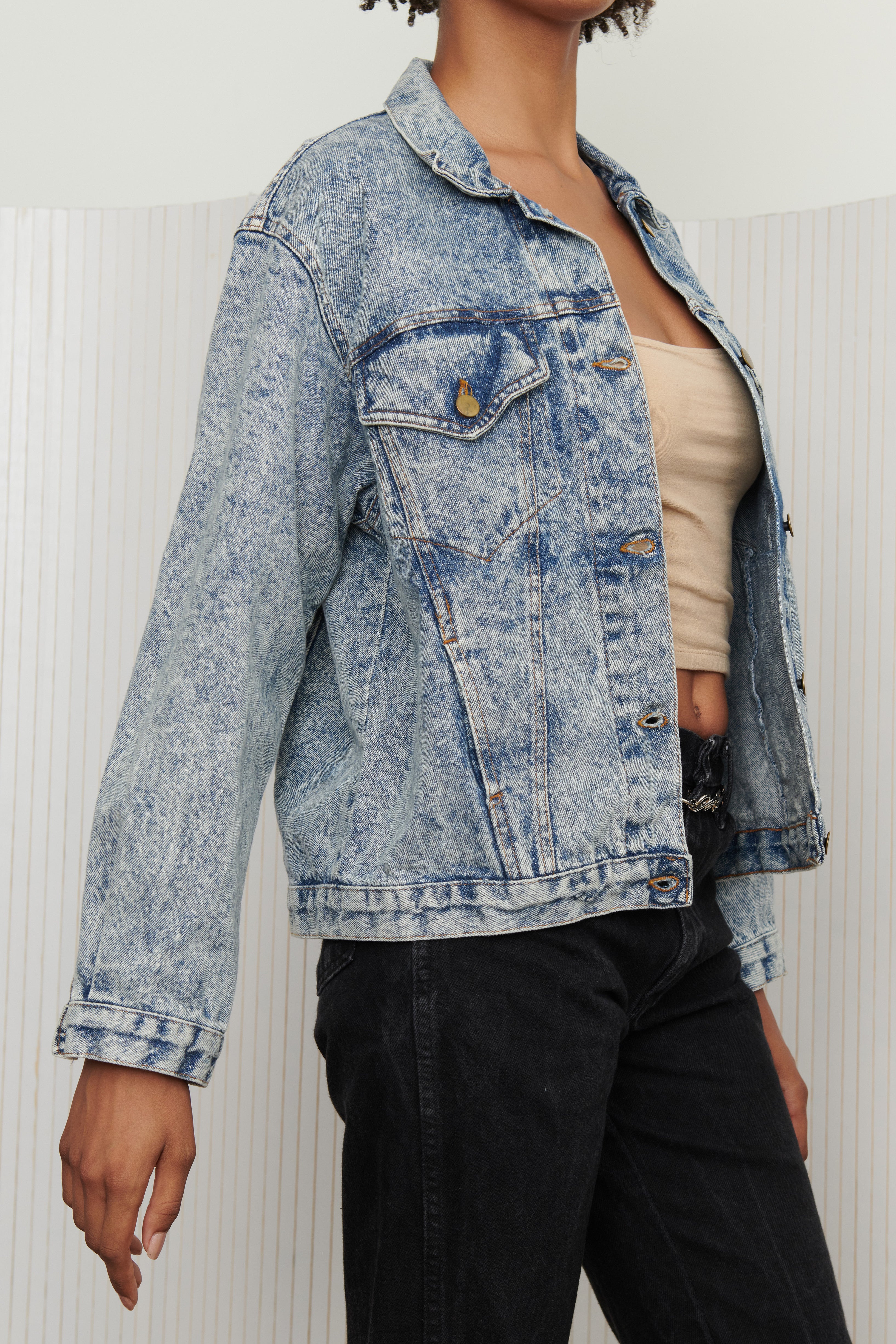 GITANO Acid Wash Embossed Back Jacket SZ Small