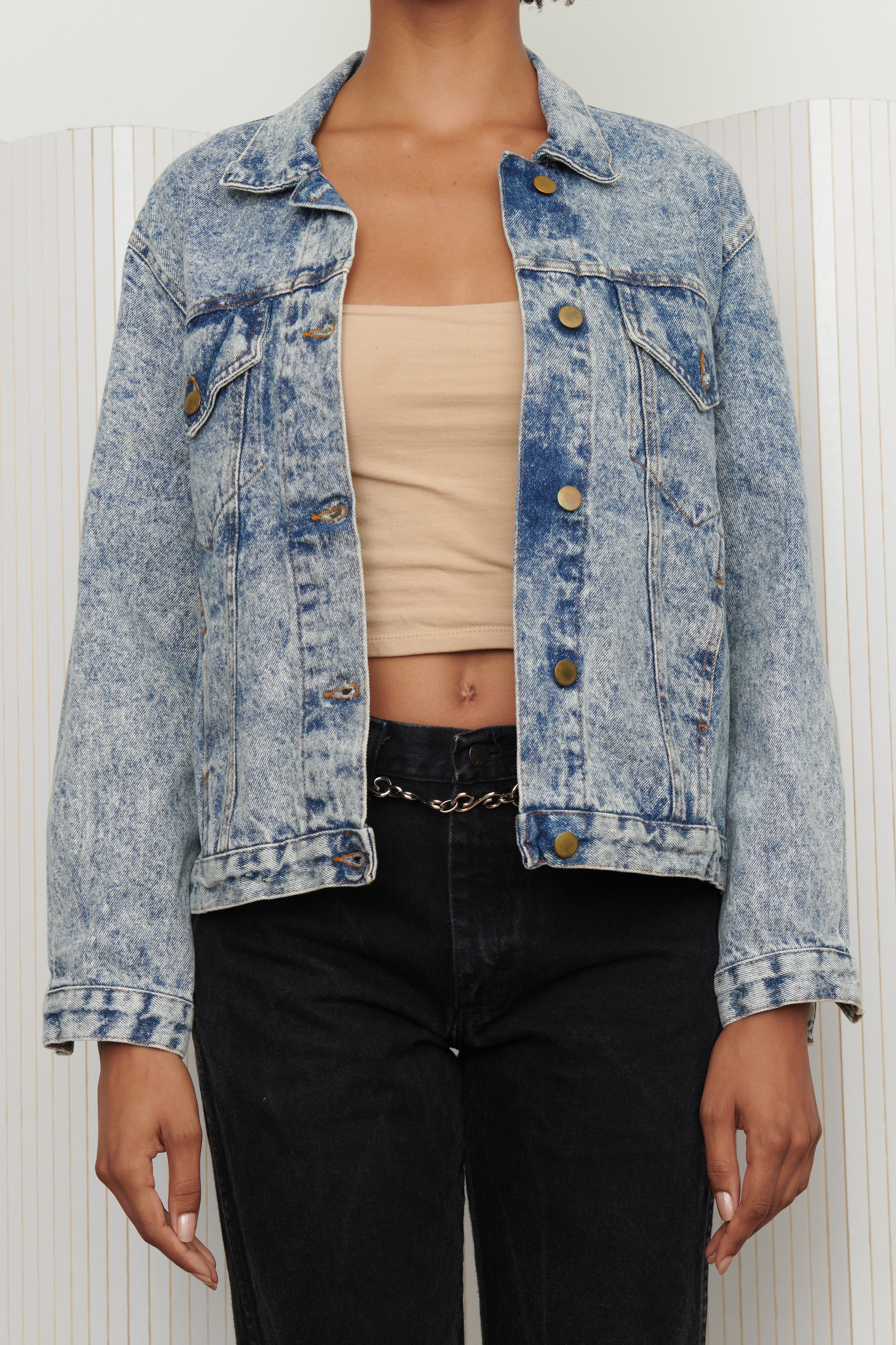GITANO Acid Wash Embossed Back Jacket SZ Small
