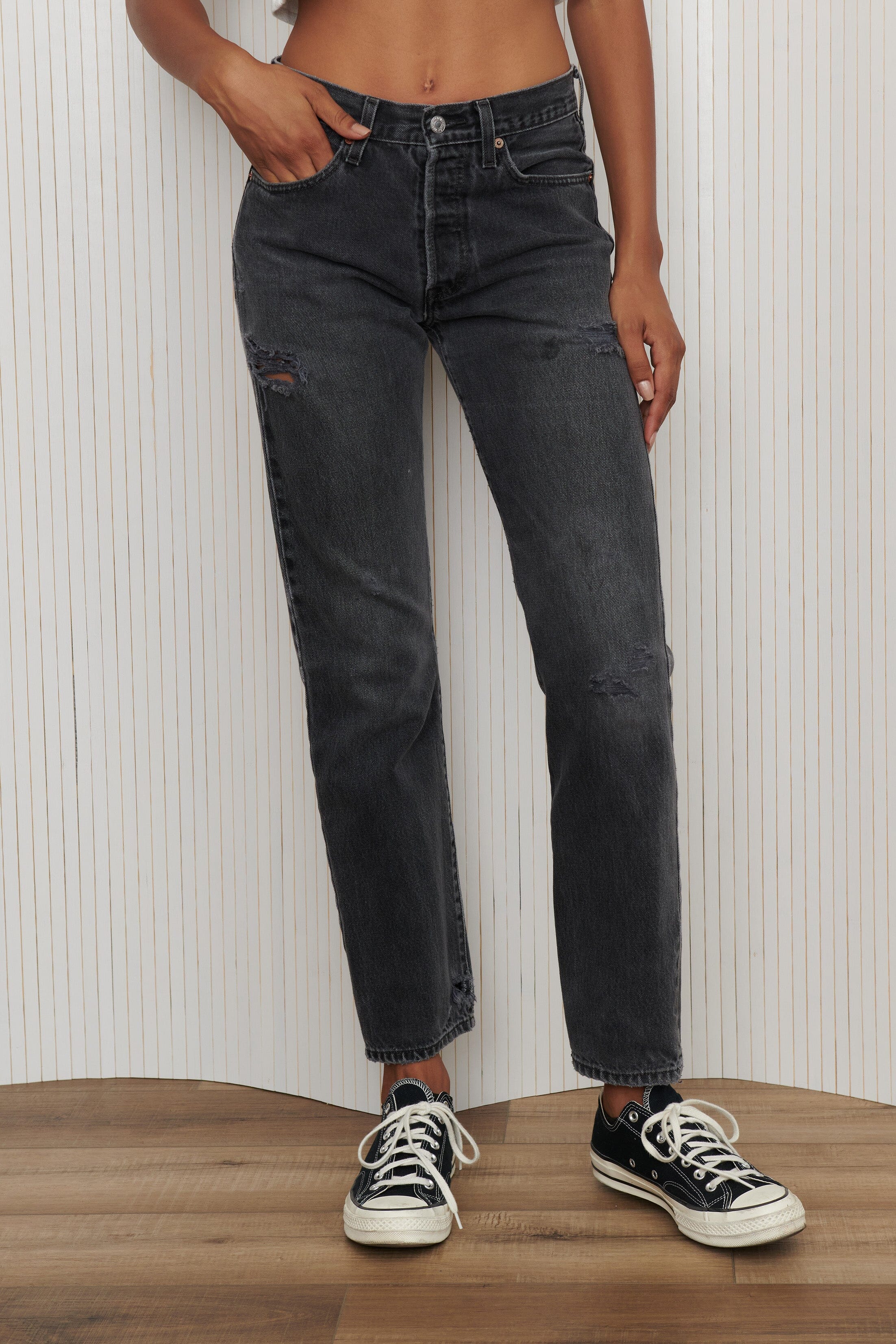 Levi's 501 Distressed Black Jeans SZ 28 Pant Levi's