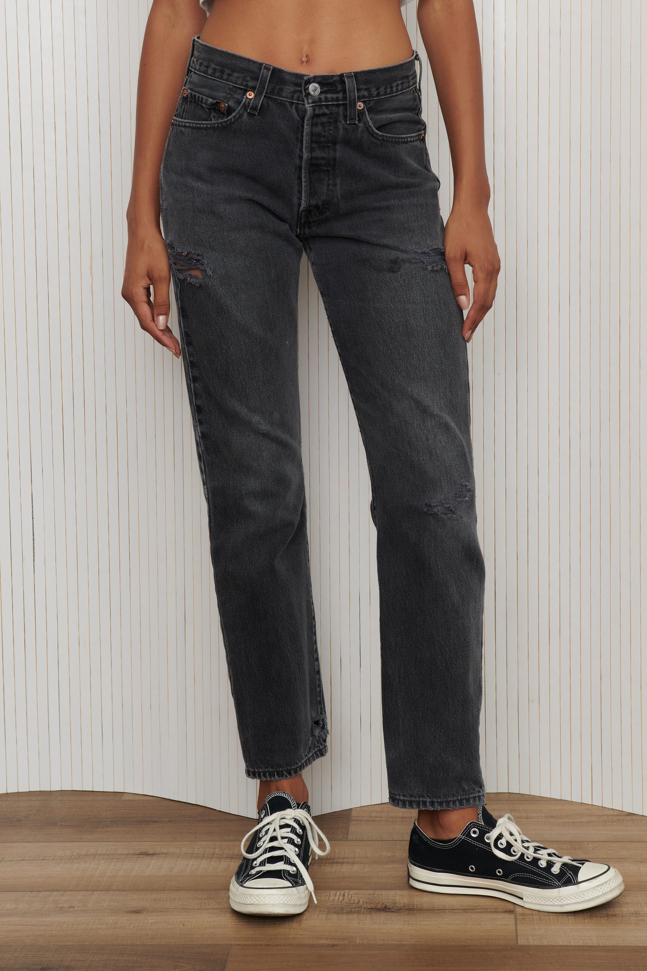 Levi's 501 Distressed Black Jeans SZ 28 Pant Levi's