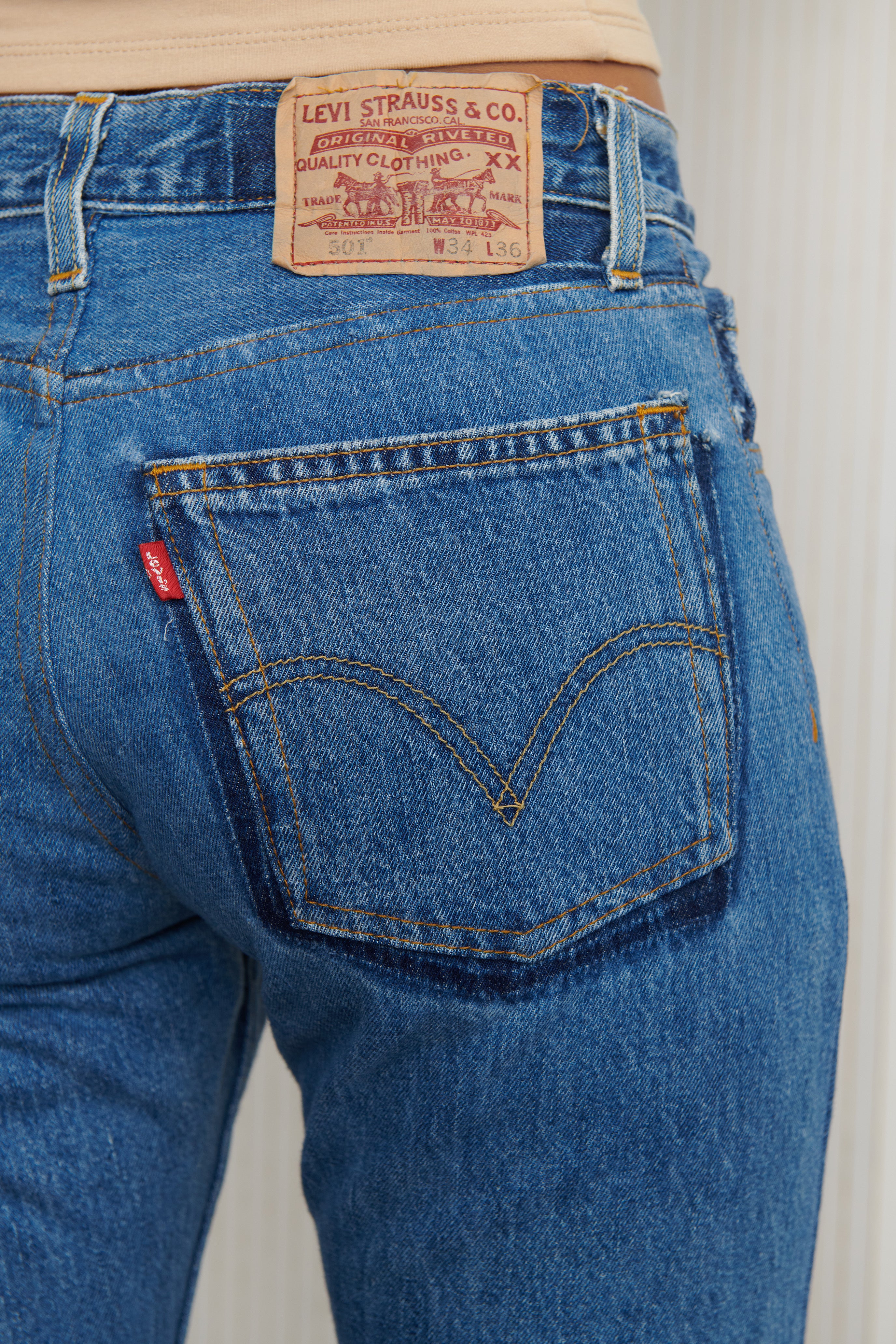 Reworked Dark Wash Levi’s Jeans Extra Long SZ 27
