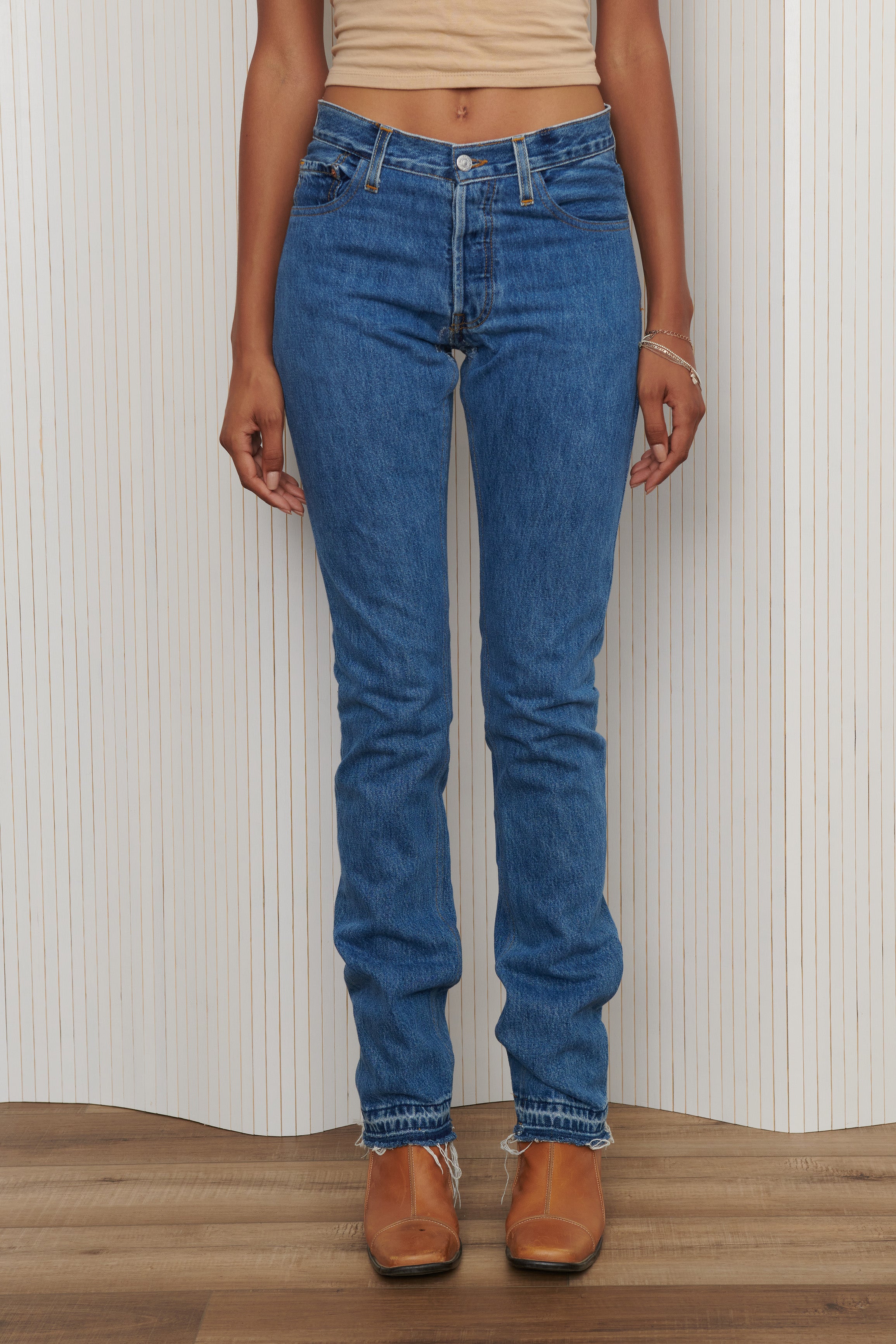 Reworked Dark Wash Levi’s Jeans Extra Long SZ 27