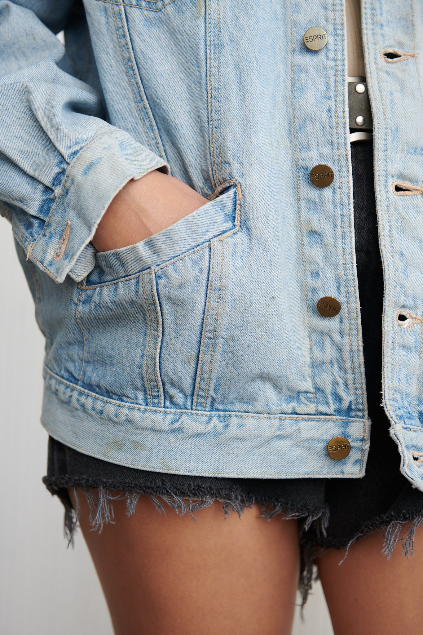 ESPIRIT Oversized Denim Railroad Jacket SZ Large