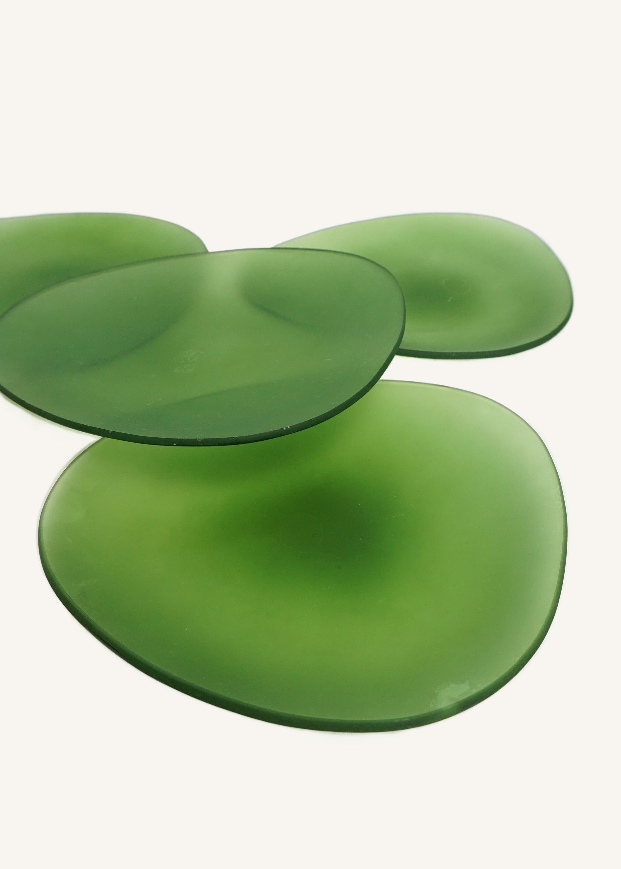 Green Frosted Glass Plates