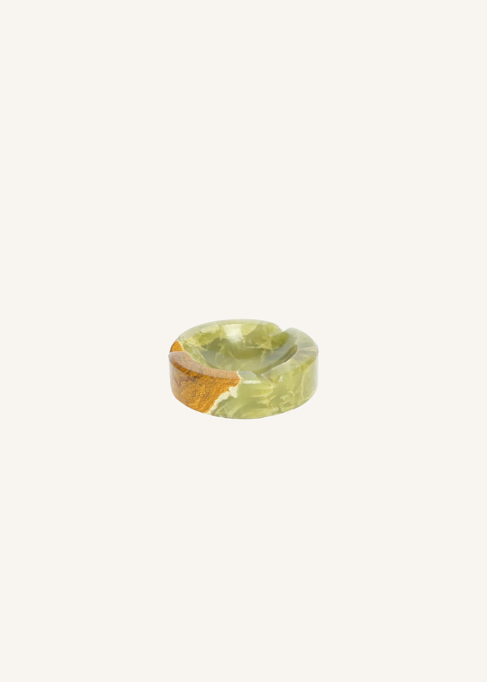 Hand Carved Green and Brown Onyx Ashtray Catchall