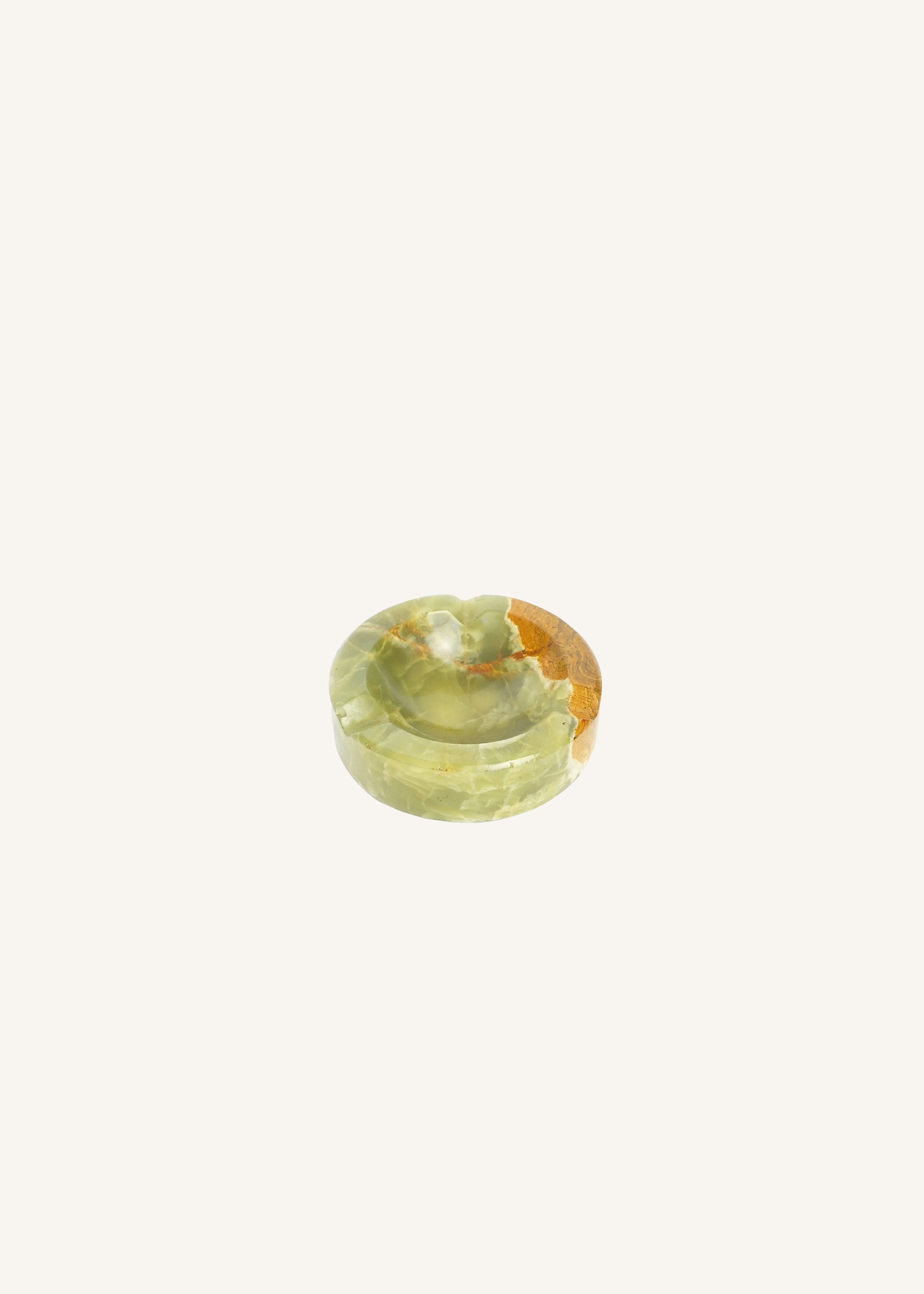 Hand Carved Green and Brown Onyx Ashtray Catchall