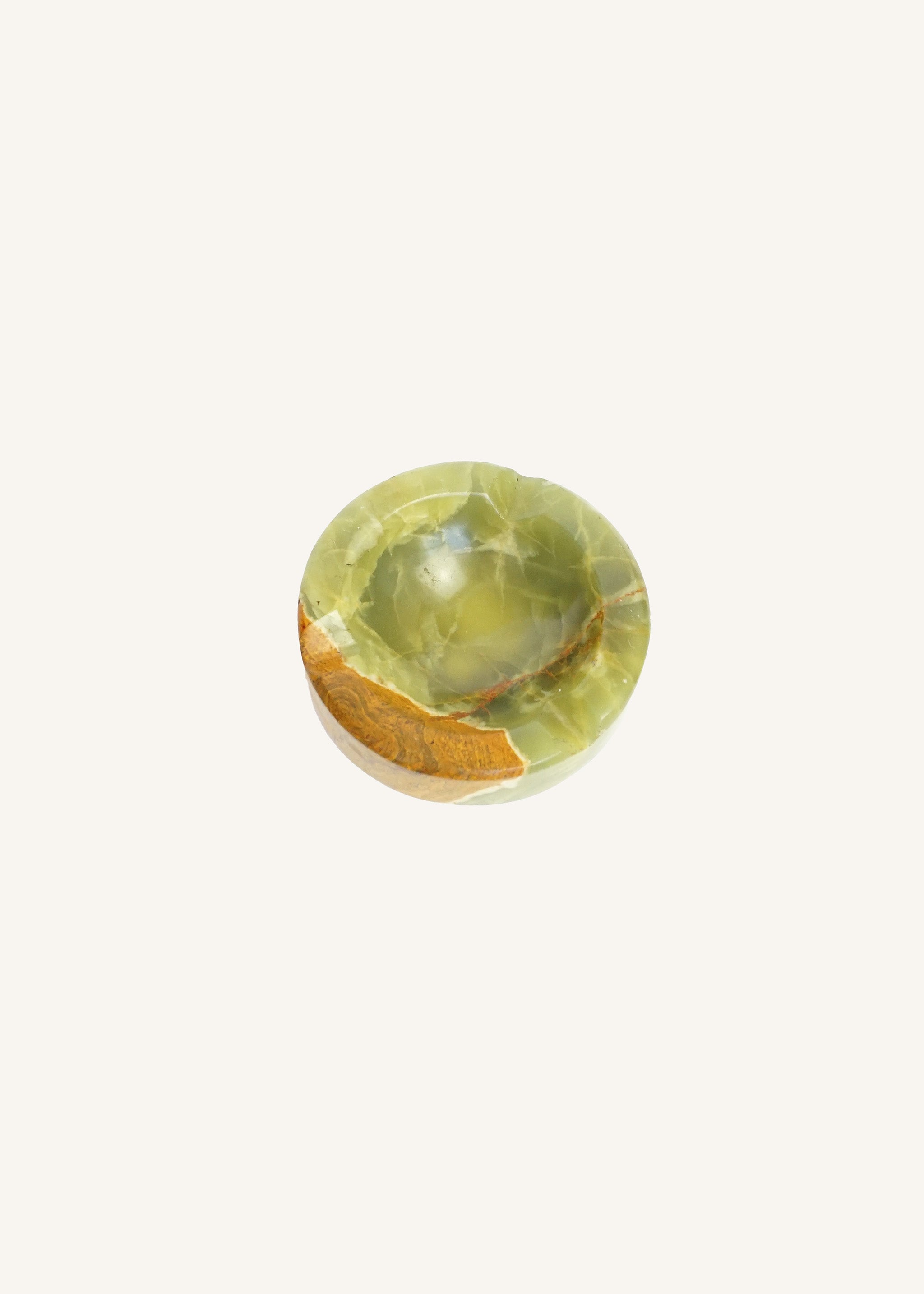 Hand Carved Green and Brown Onyx Ashtray Catchall