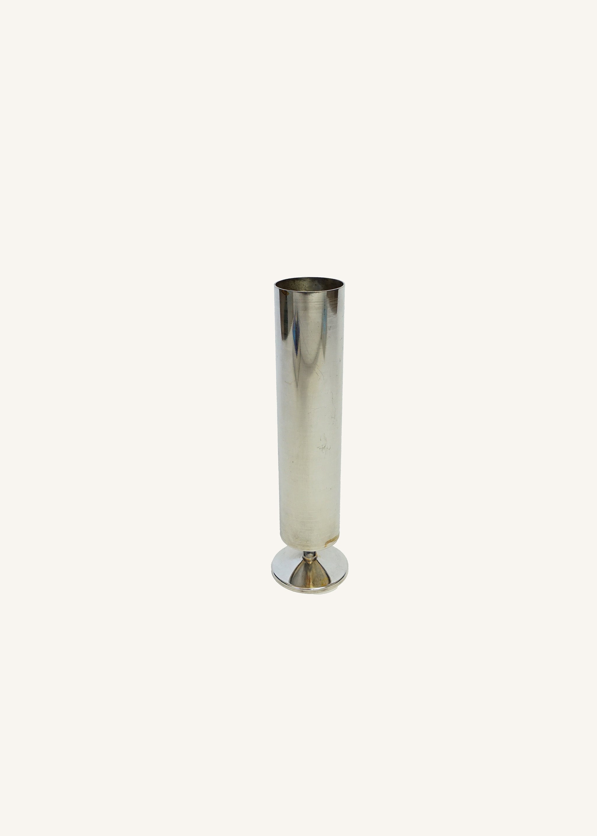 Tall Silver Plated Cylinder Vase