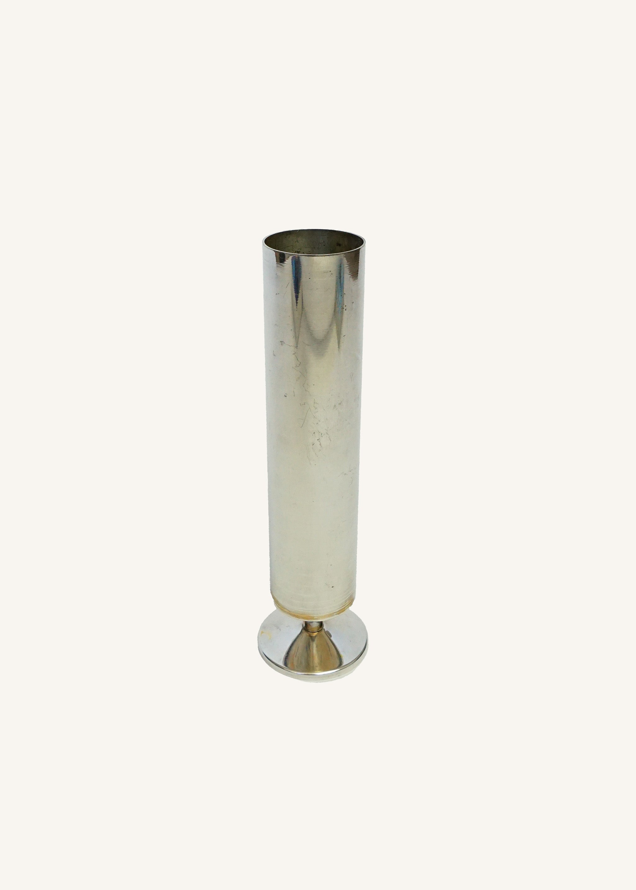 Tall Silver Plated Cylinder Vase