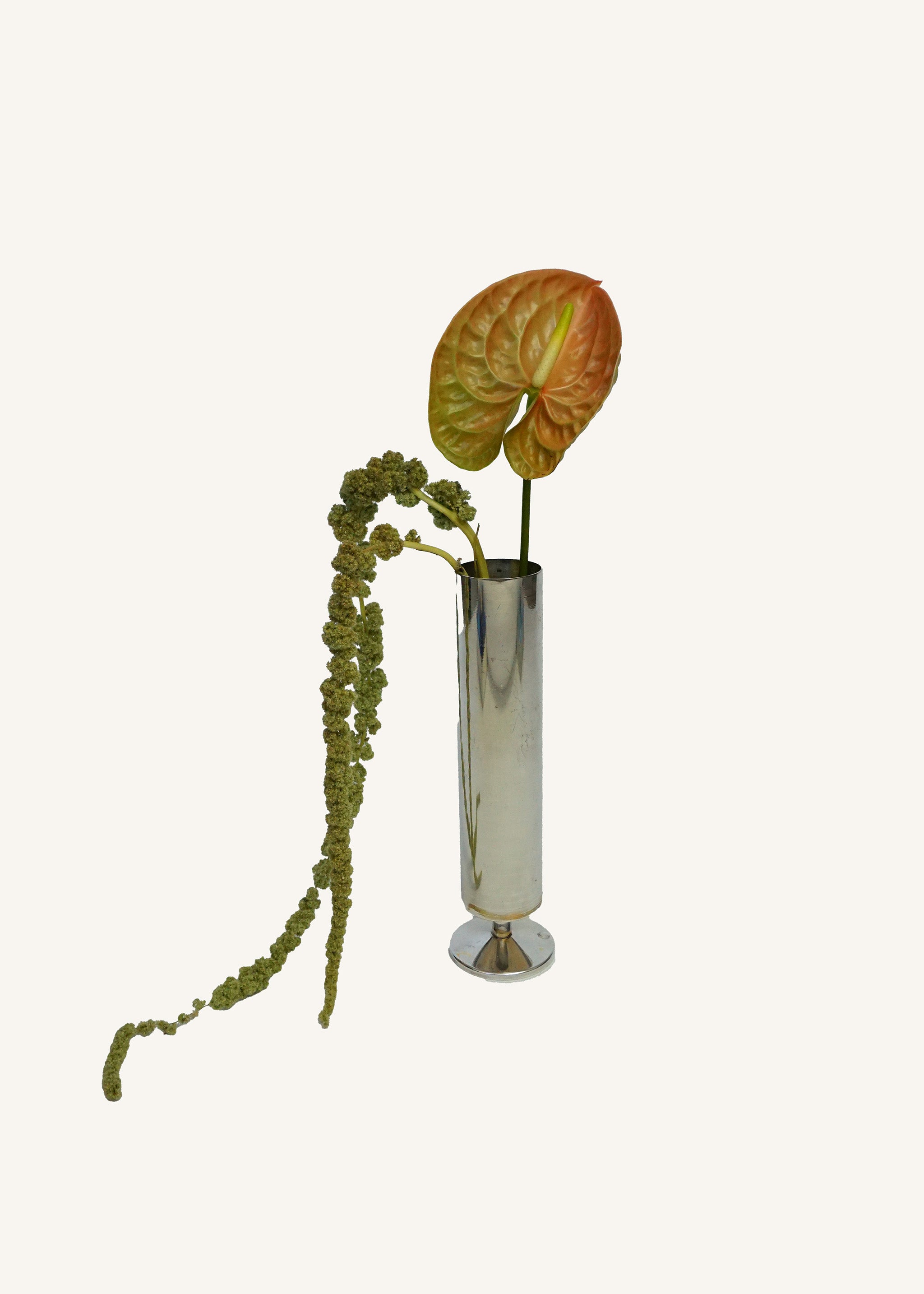 Tall Silver Plated Cylinder Vase