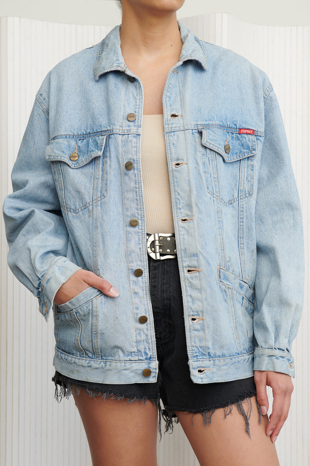 ESPIRIT Oversized Denim Railroad Jacket SZ Large
