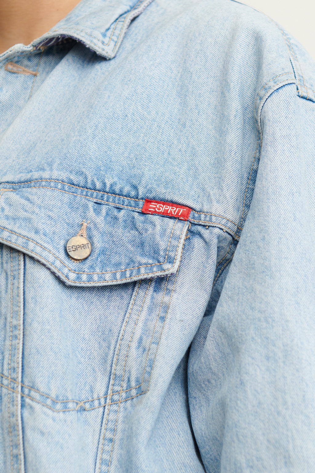 ESPIRIT Oversized Denim Railroad Jacket SZ Large