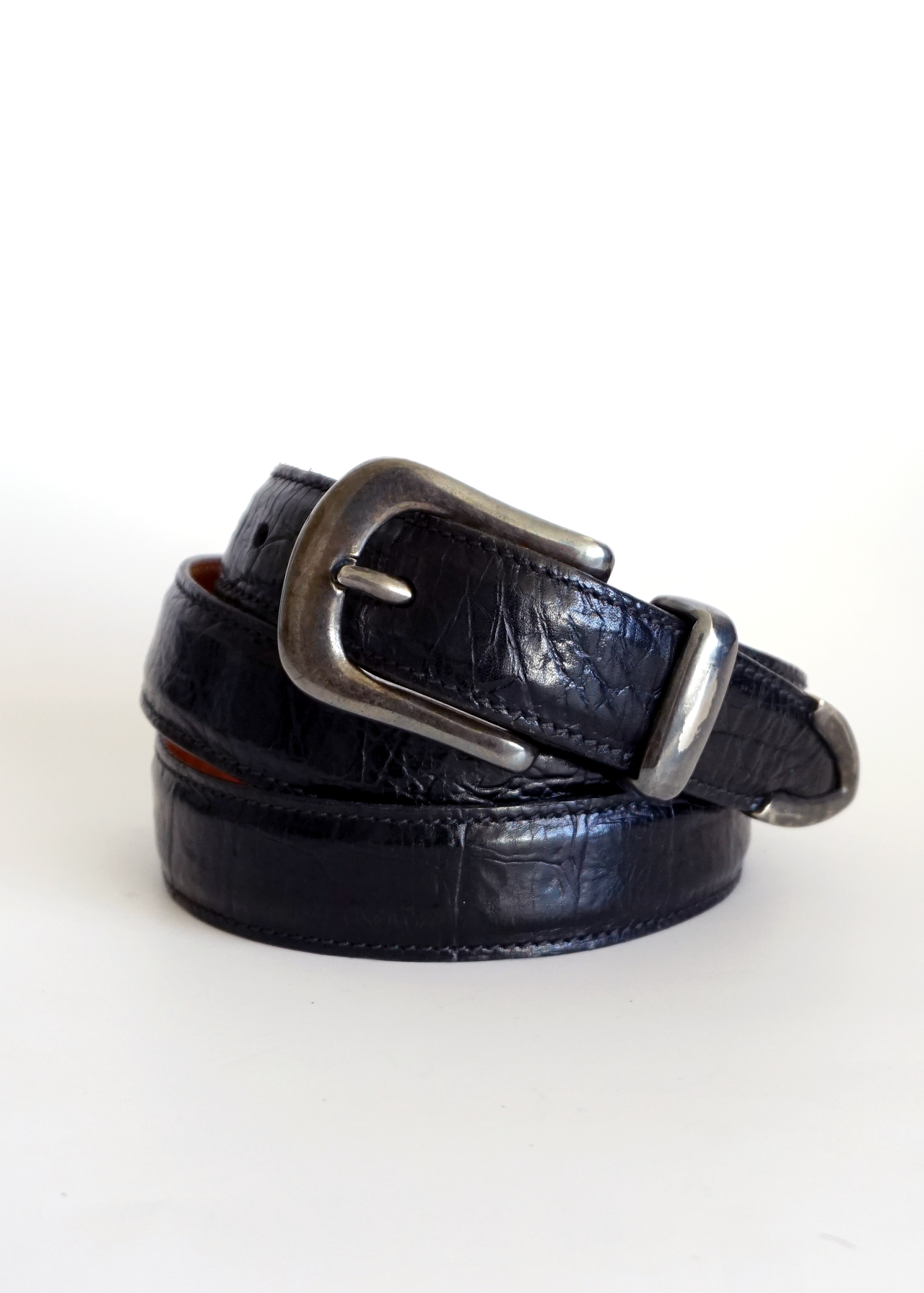 Trafalgar Black Leather Belt w/ Silver Details