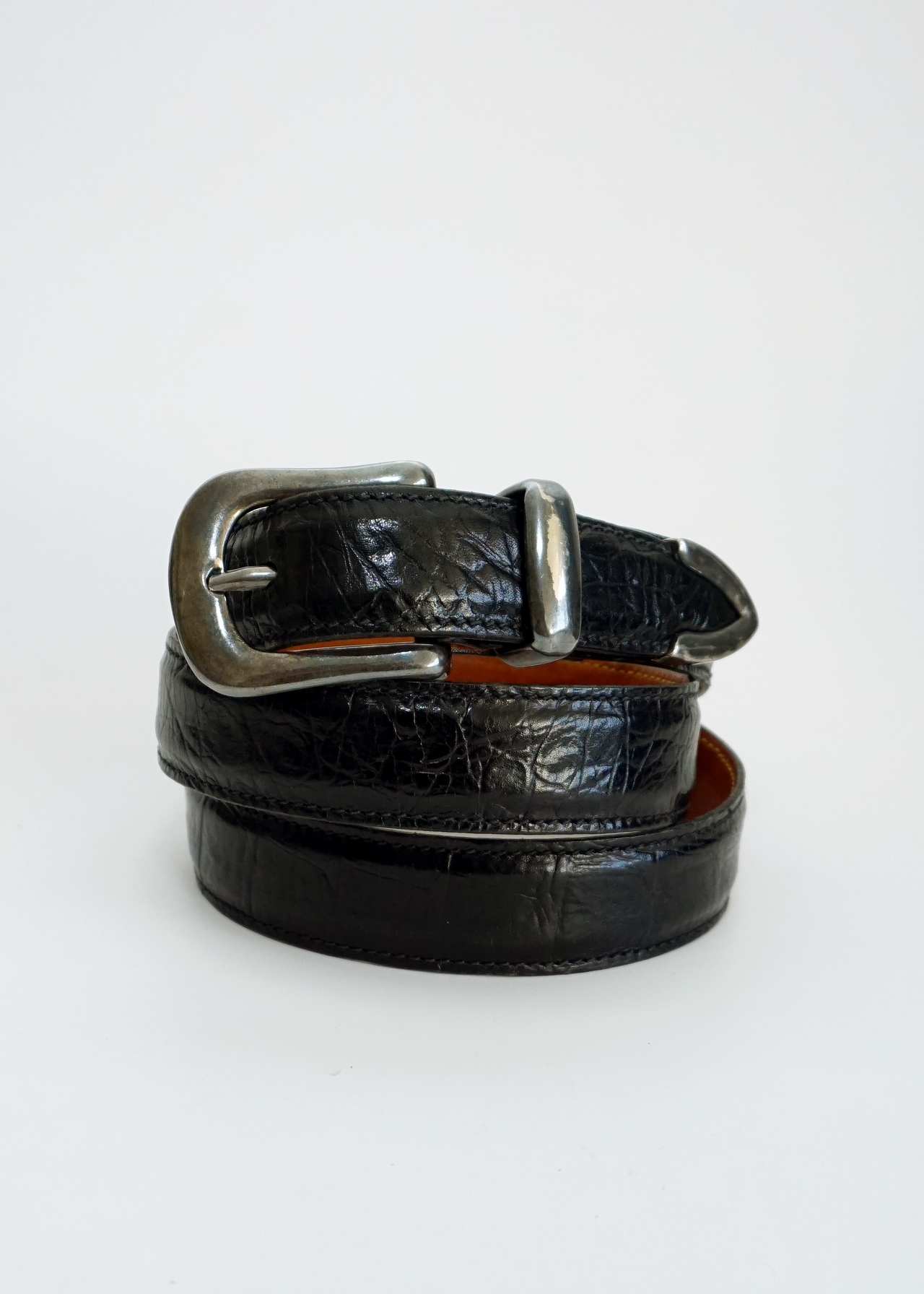 Trafalgar Black Leather Belt w/ Silver Details