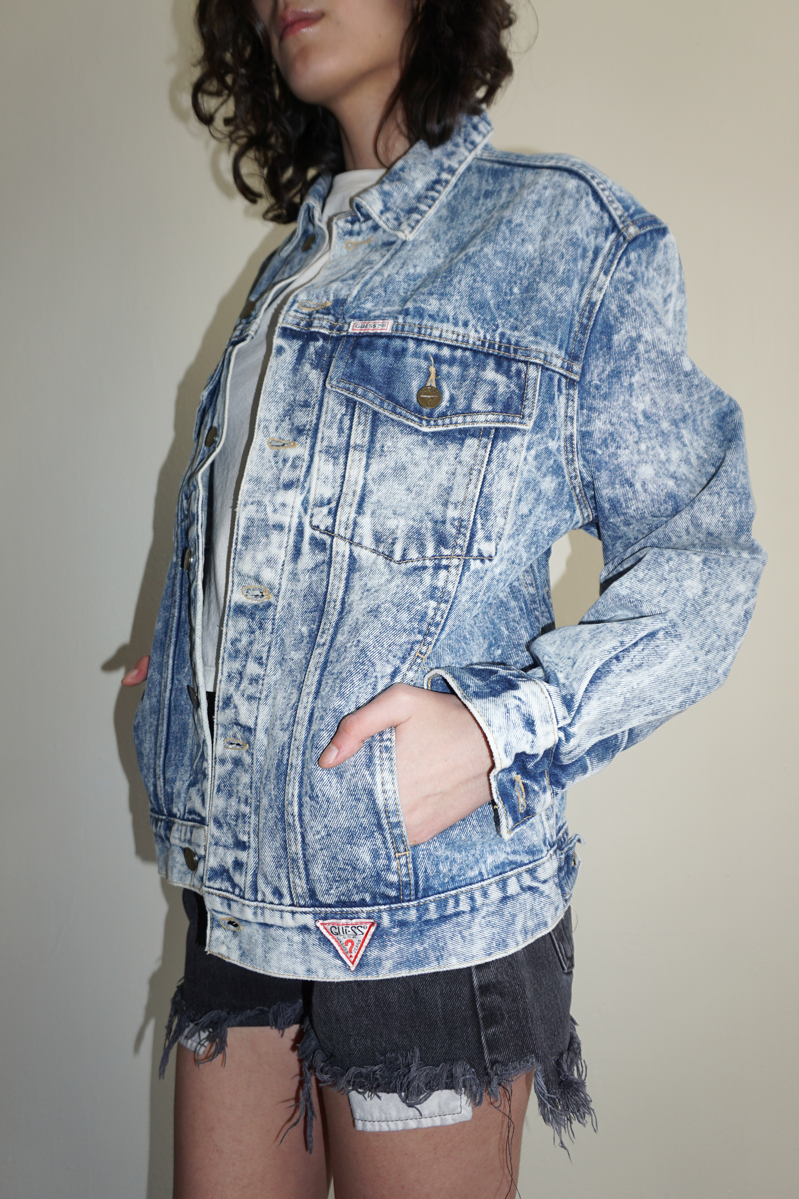 GUESS Acid Wash Denim Jacket SZ Small