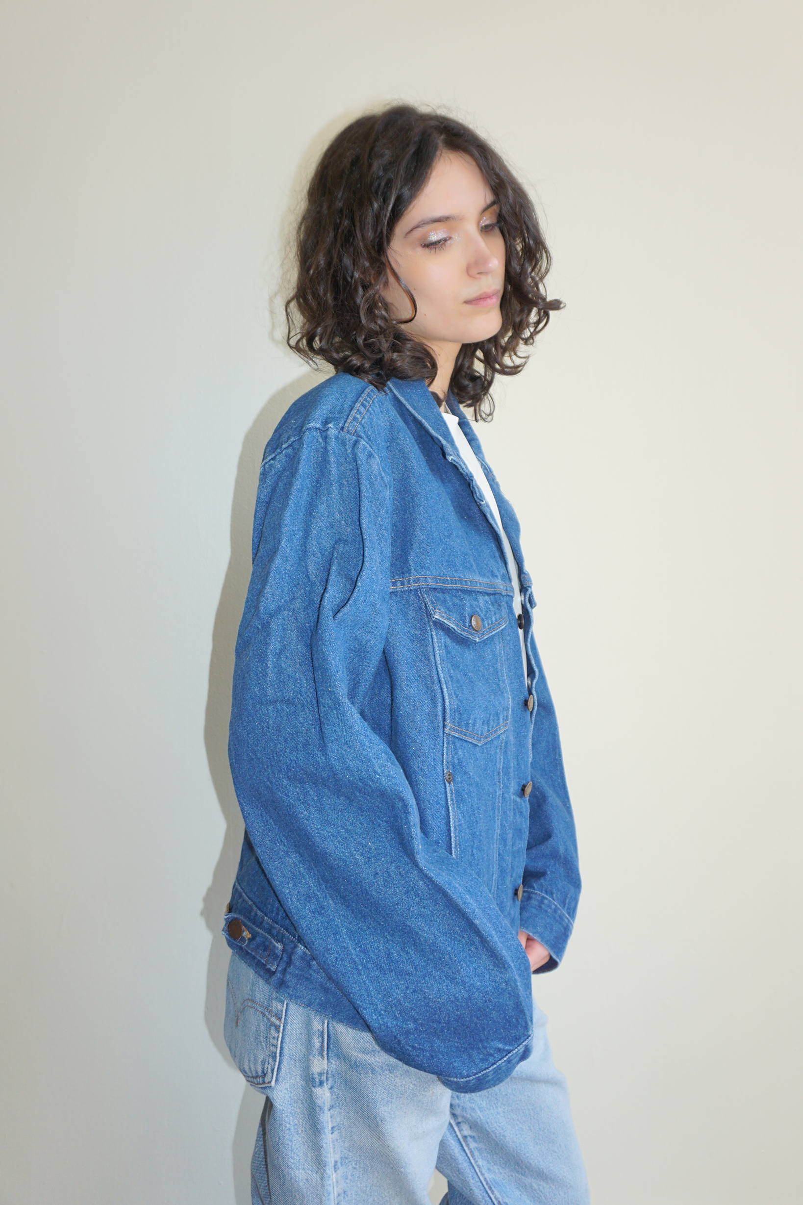 Faded Dark Wash Rustler Denim Jacket SZ Large