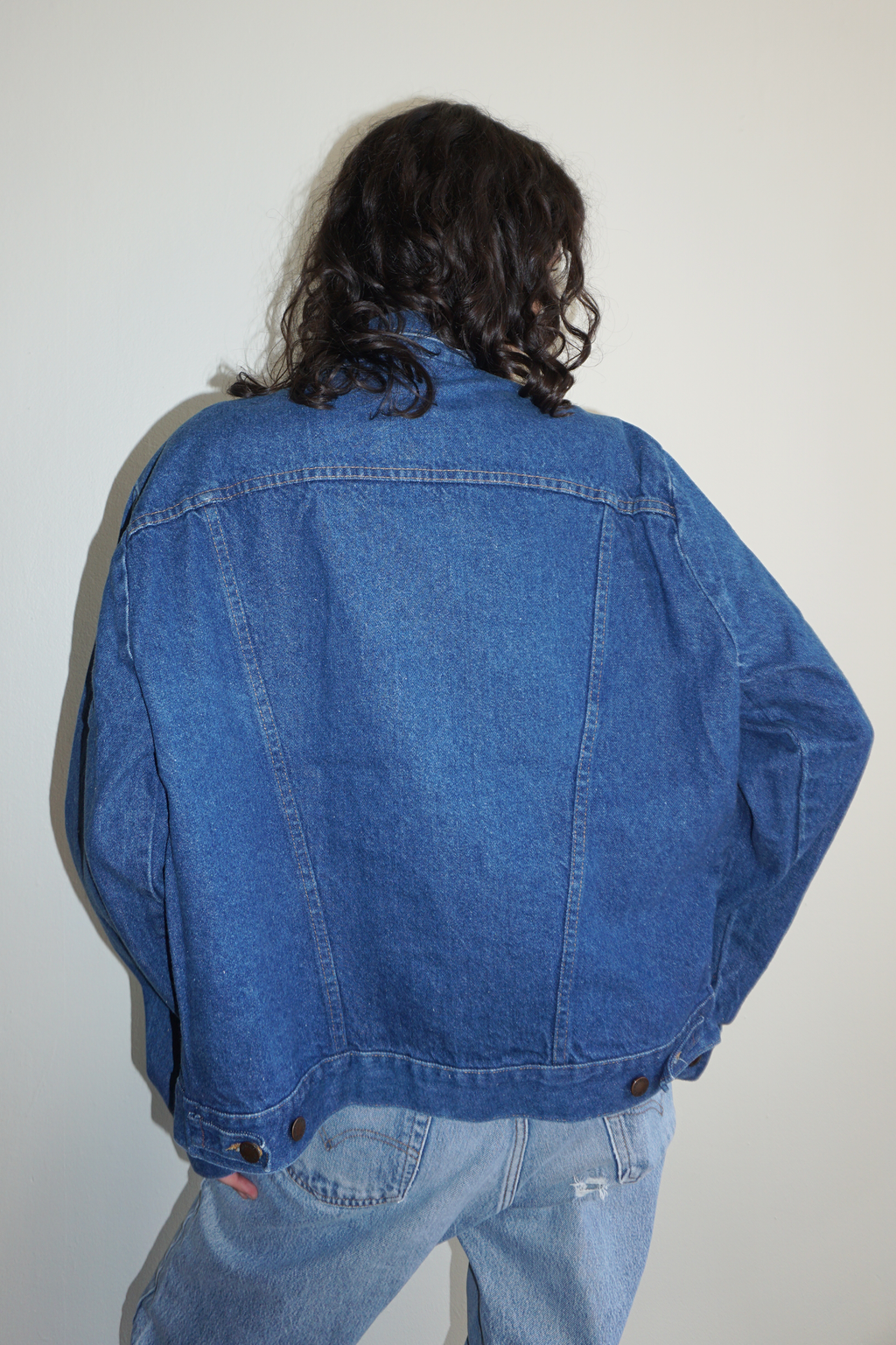 Faded Dark Wash Rustler Denim Jacket SZ Large