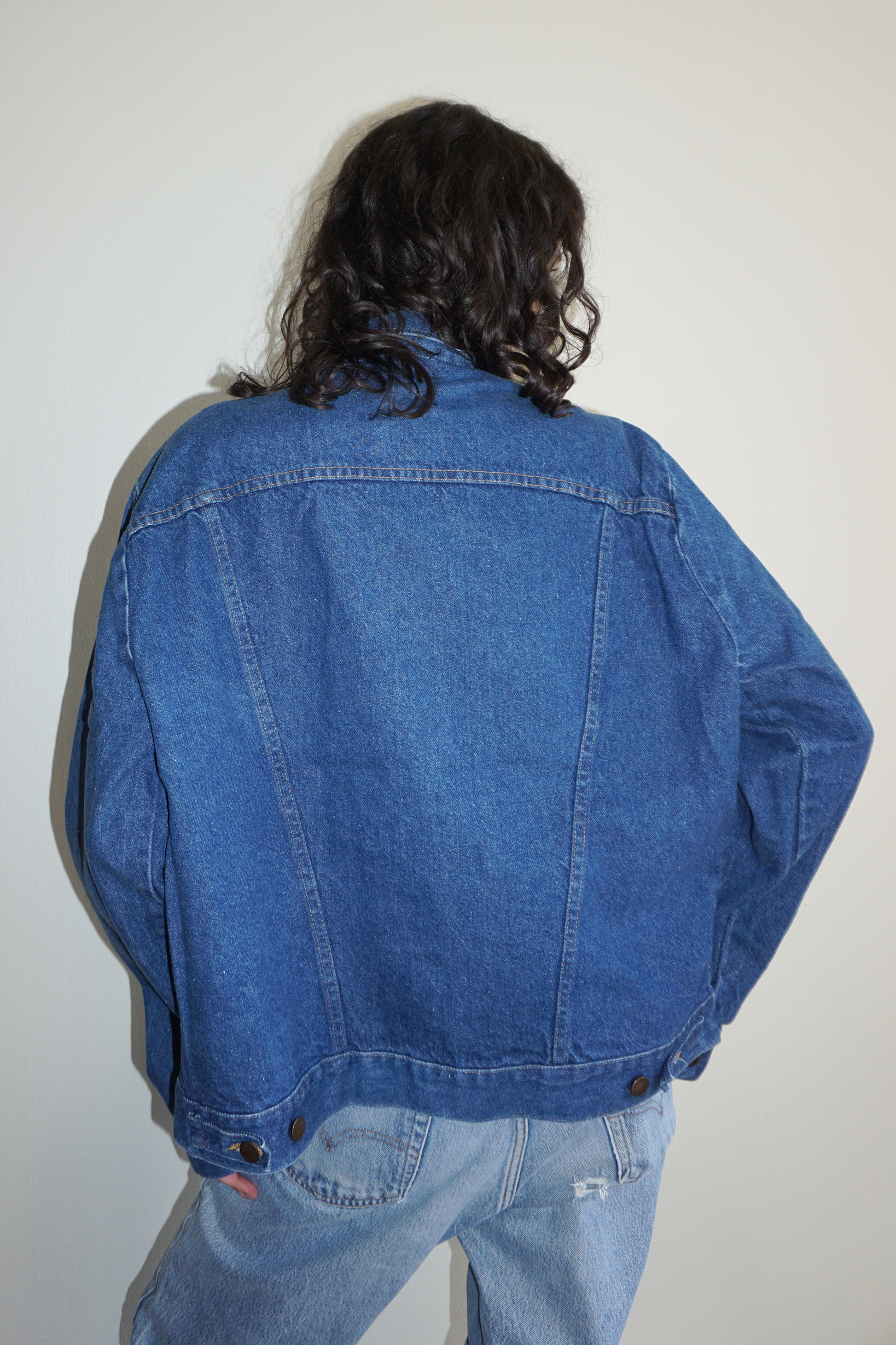 Faded Dark Wash Rustler Denim Jacket SZ Large