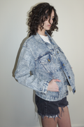 GITANO Acid Wash Embossed Back Jacket SZ Small