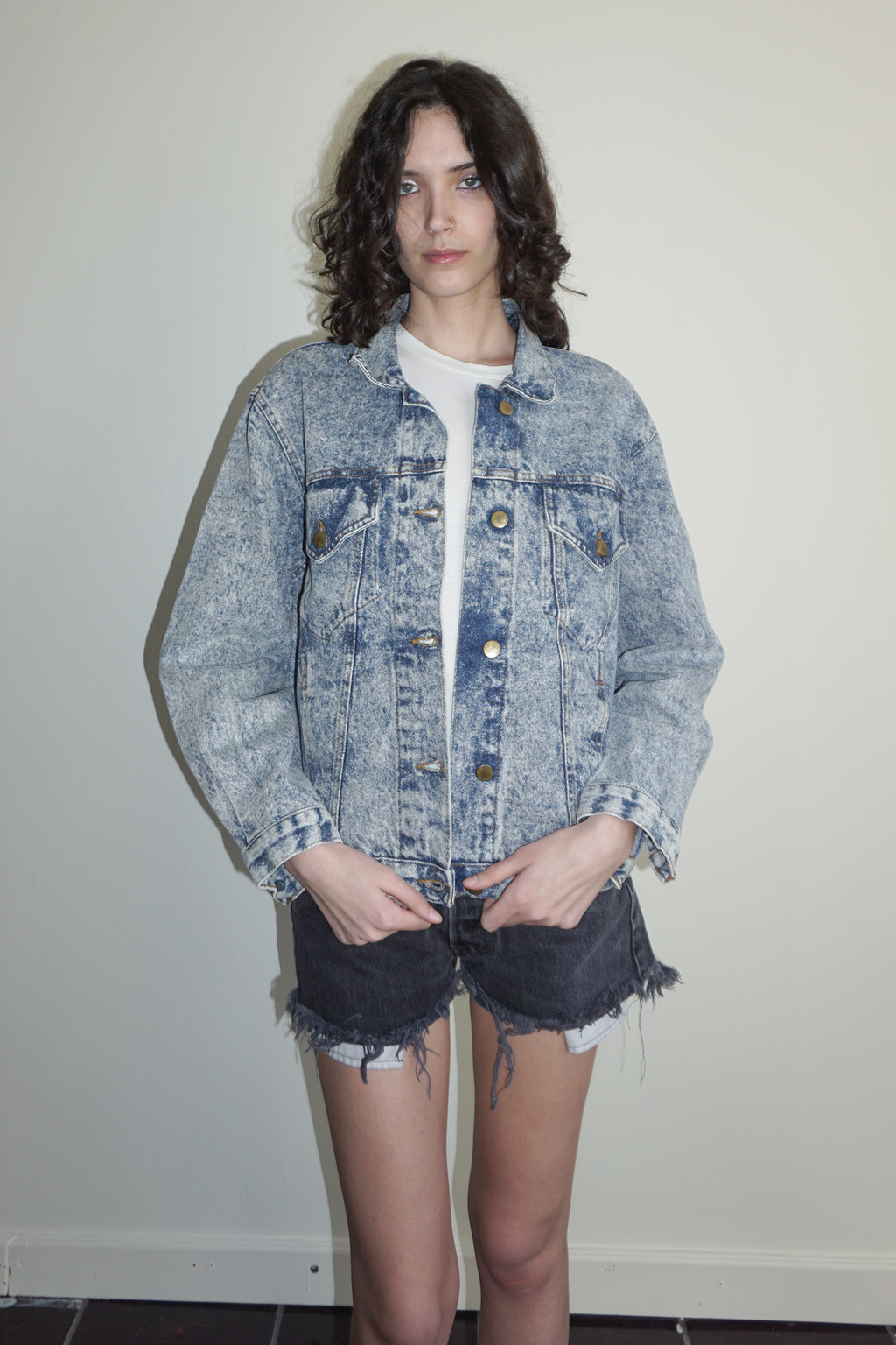 GITANO Acid Wash Embossed Back Jacket SZ Small