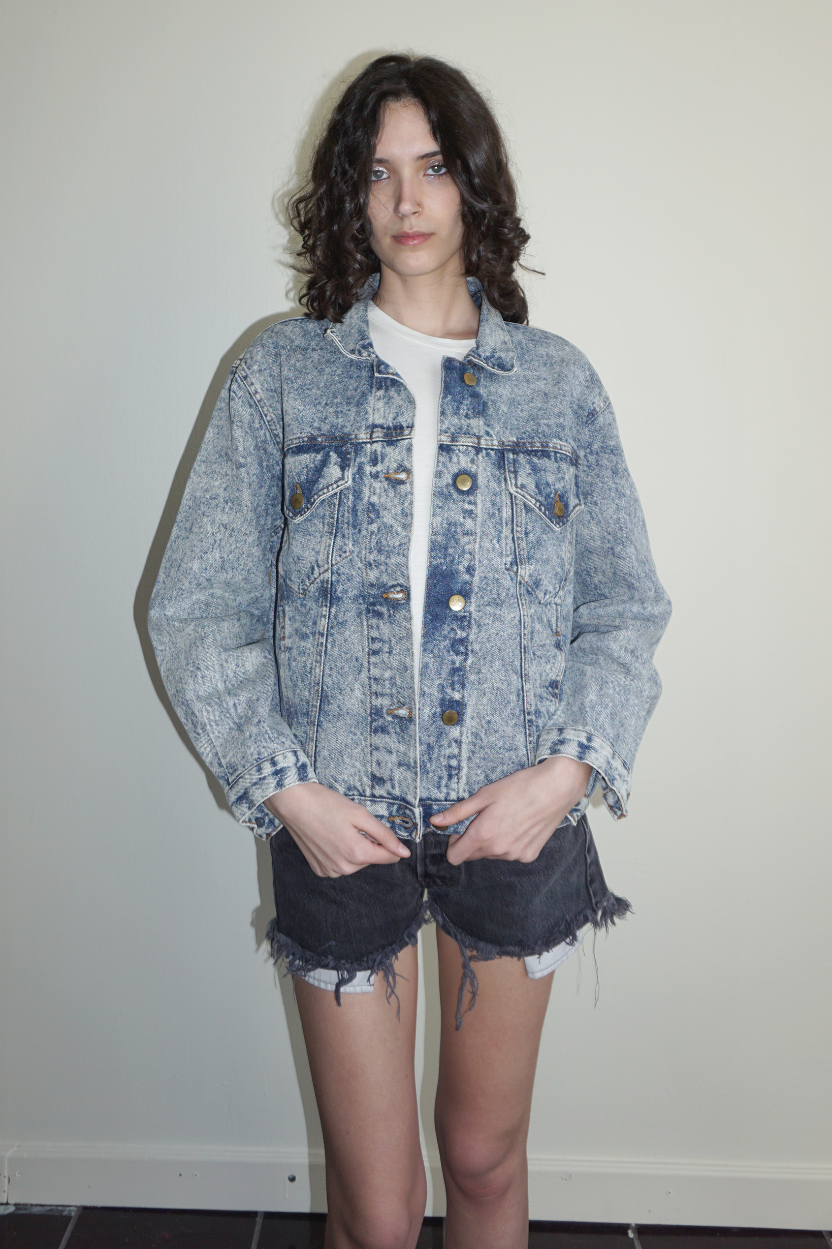 GITANO Acid Wash Embossed Back Jacket SZ Small