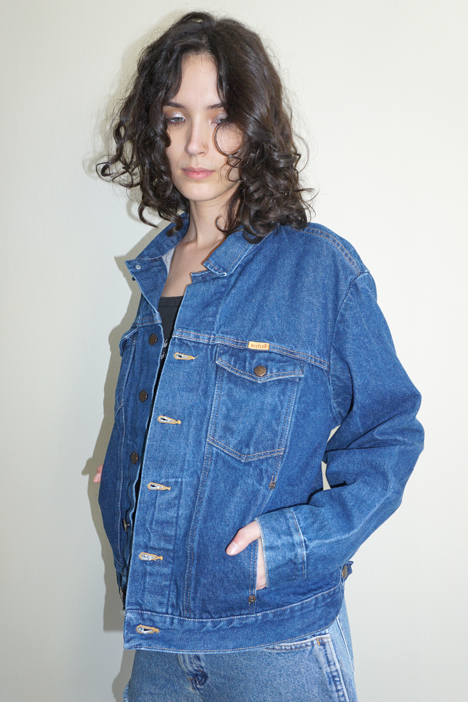 Dark Wash Rustler Trucker Jacket SZ Large