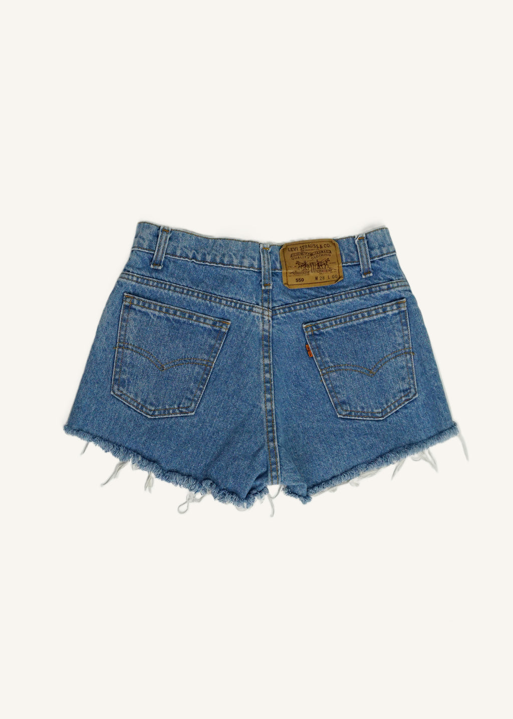 Levi's 550 Warm Medium Wash Cut Offs SZ 27