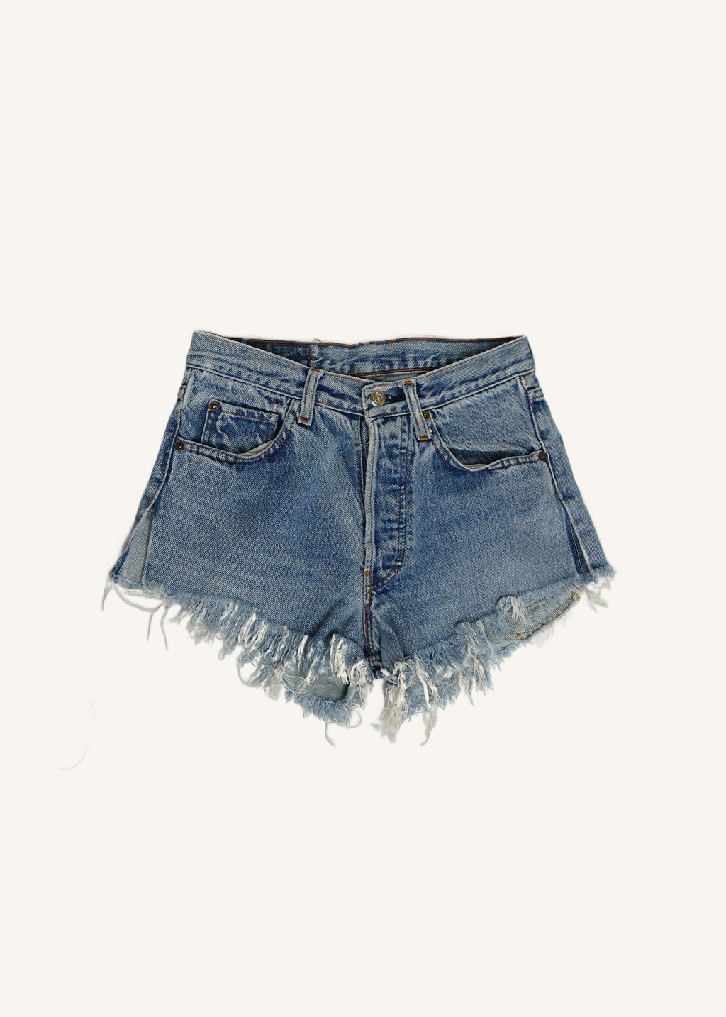 Levi's Hand Distressed Light Wash 501 Cut Off Shorts SZ 26