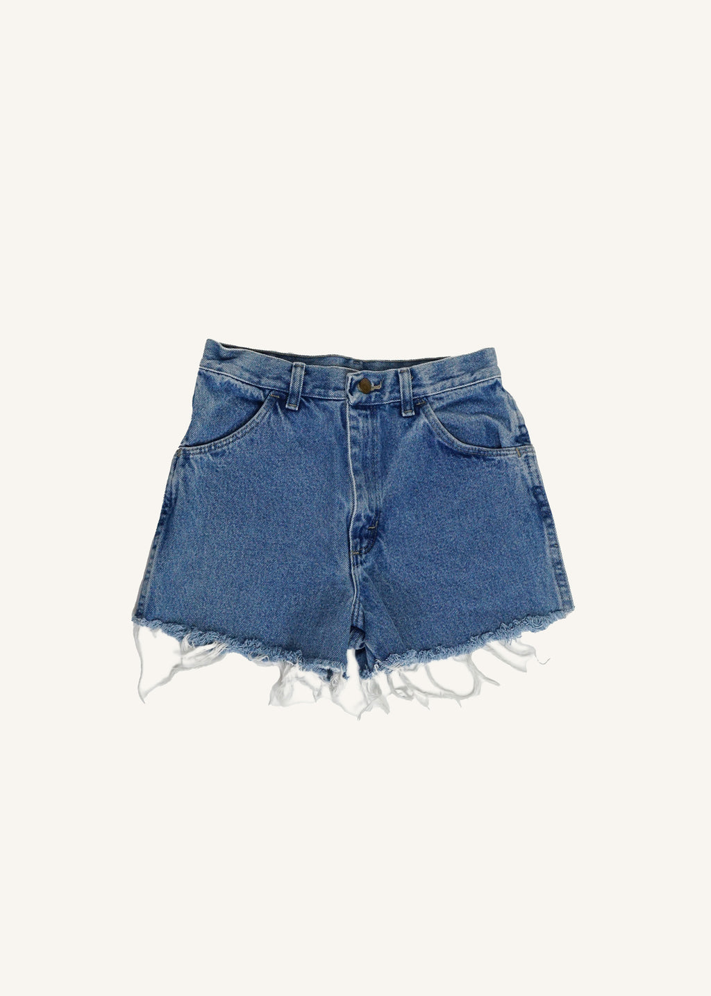 Rustler High Waisted Medium Wash Cut Offs SZ 26