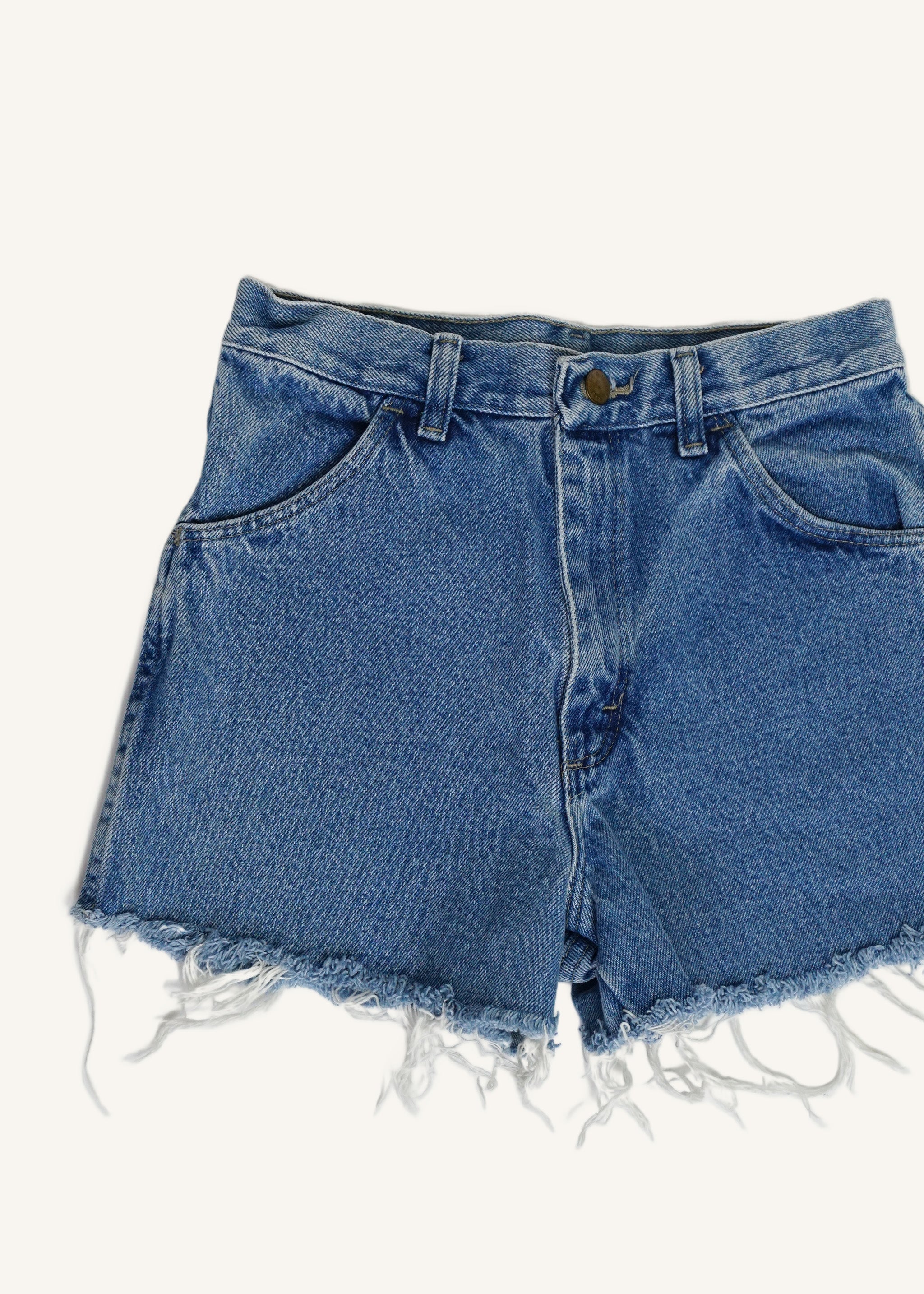 Rustler High Waisted Medium Wash Cut Offs SZ 26